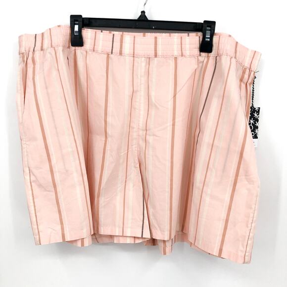 BP. Unisex Stripe Cotton Casual Short XXL Pink Cream Elastic Waist NWT - Picture 3 of 11